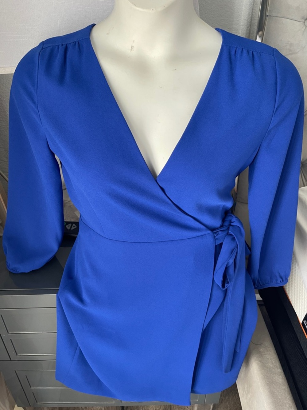 J. Crew Cobalt Blue Faux-Wrap Midi Dress with Side Tie